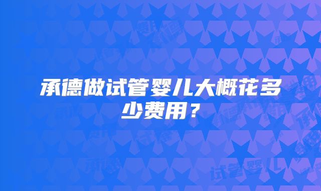 承德做试管婴儿大概花多少费用？