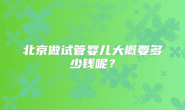北京做试管婴儿大概要多少钱呢？