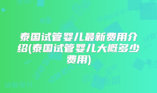 泰国试管婴儿最新费用介绍(泰国试管婴儿大概多少费用)