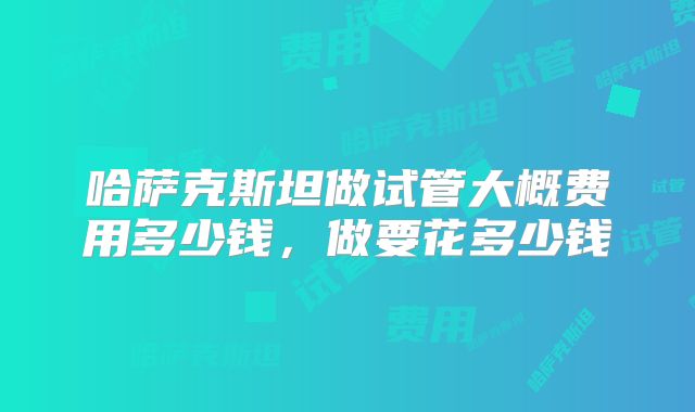 哈萨克斯坦做试管大概费用多少钱，做要花多少钱