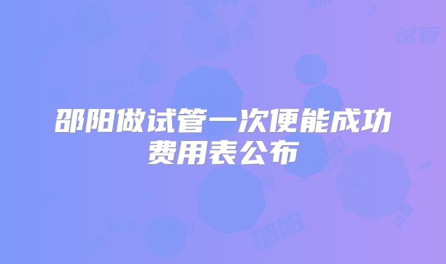 邵阳做试管一次便能成功费用表公布