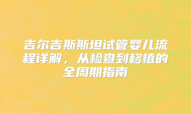 吉尔吉斯斯坦试管婴儿流程详解，从检查到移植的全周期指南