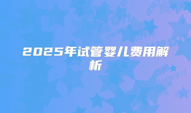 2025年试管婴儿费用解析