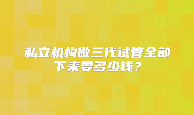 私立机构做三代试管全部下来要多少钱?