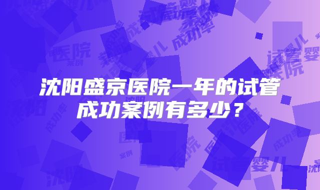 沈阳盛京医院一年的试管成功案例有多少?