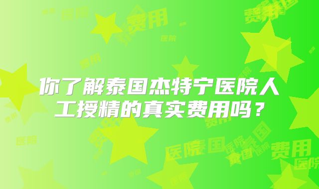 你了解泰国杰特宁医院人工授精的真实费用吗？