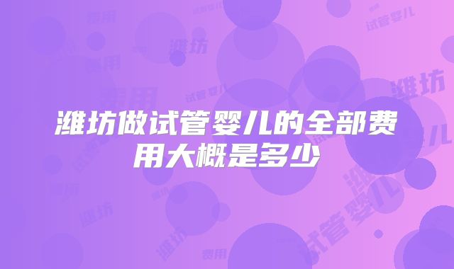 潍坊做试管婴儿的全部费用大概是多少