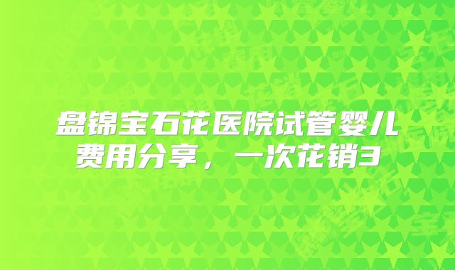 盘锦宝石花医院试管婴儿费用分享,一次花销3
