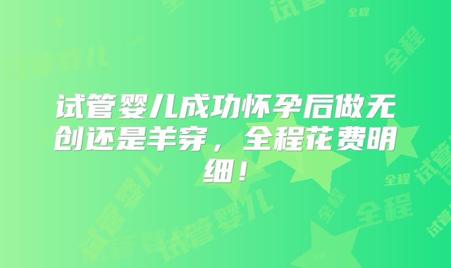 试管婴儿成功怀孕后做无创还是羊穿，全程花费明细！