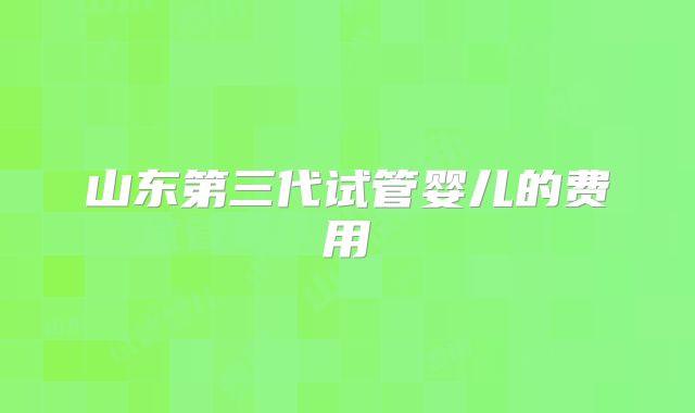 山东第三代试管婴儿的费用