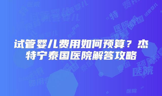 试管婴儿费用如何预算？杰特宁泰国医院解答攻略