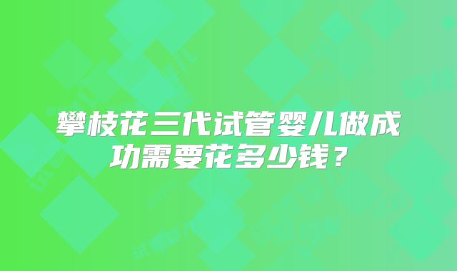 攀枝花三代试管婴儿做成功需要花多少钱？