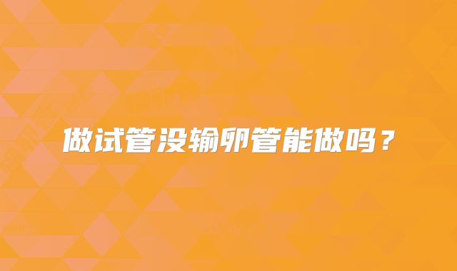 做试管没输卵管能做吗？