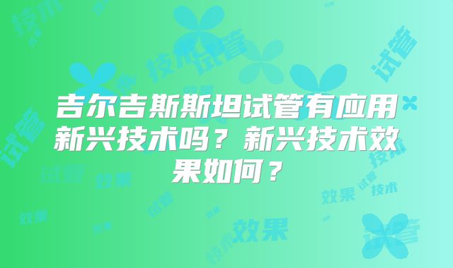 吉尔吉斯斯坦试管有应用新兴技术吗？新兴技术效果如何？