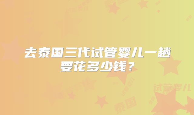 去泰国三代试管婴儿一趟要花多少钱？
