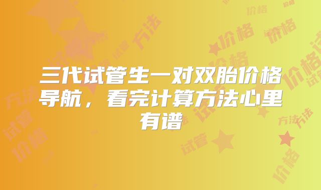 三代试管生一对双胎价格导航，看完计算方法心里有谱