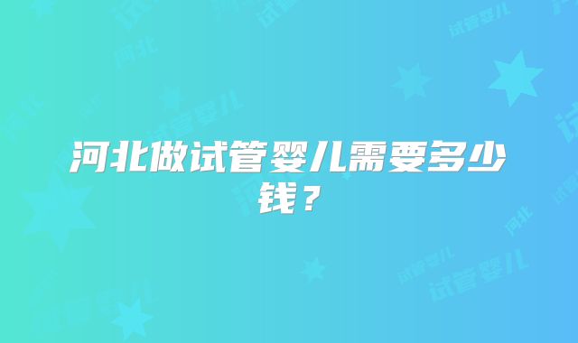 河北做试管婴儿需要多少钱？