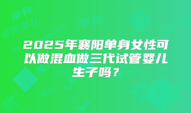 2025年襄阳单身女性可以做混血做三代试管婴儿生子吗？