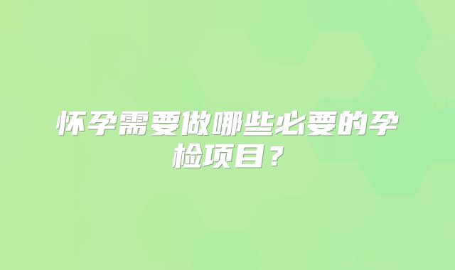 怀孕需要做哪些必要的孕检项目？