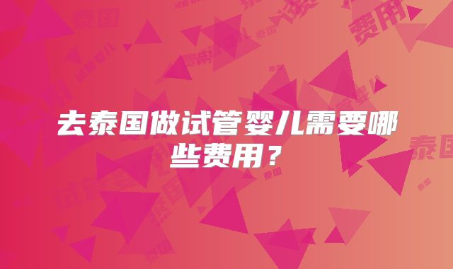 去泰国做试管婴儿需要哪些费用？