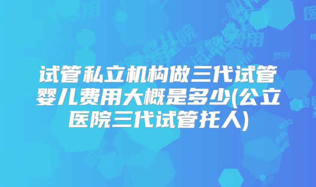 试管私立机构做三代试管婴儿费用大概是多少(公立医院三代试管托人)