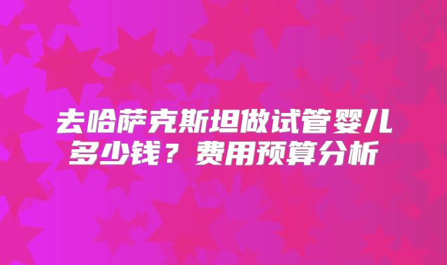去哈萨克斯坦做试管婴儿多少钱？费用预算分析