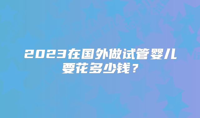 2023在国外做试管婴儿要花多少钱？