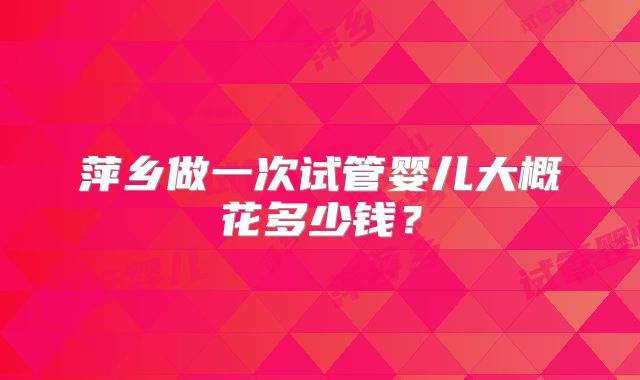 萍乡做一次试管婴儿大概花多少钱？