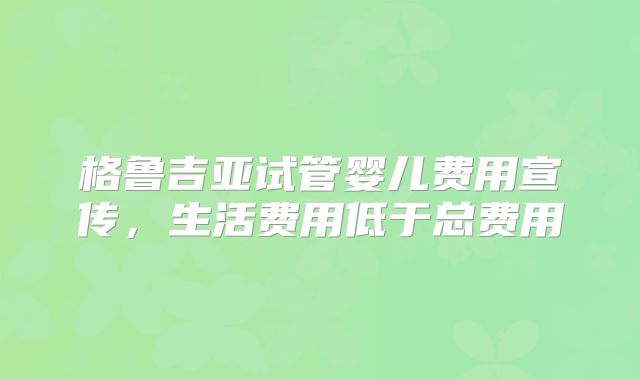 格鲁吉亚试管婴儿费用宣传,生活费用低于总费用