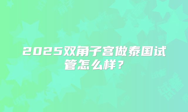 2025双角子宫做泰国试管怎么样?