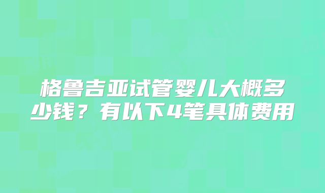 格鲁吉亚试管婴儿大概多少钱?有以下4笔具体费用