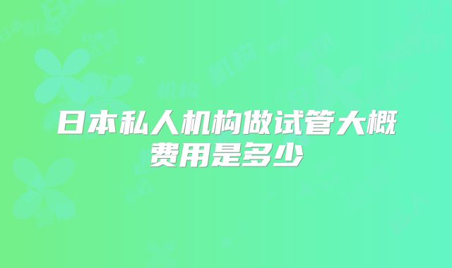 日本私人机构做试管大概费用是多少
