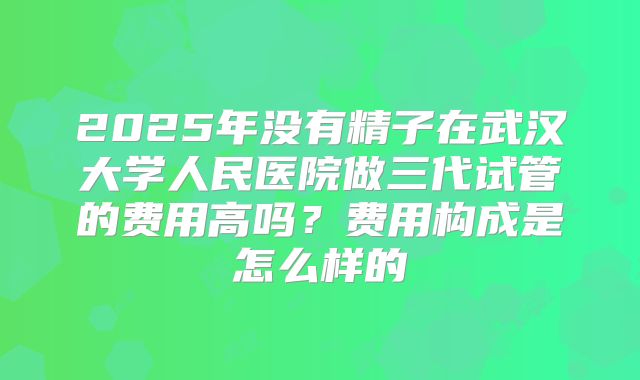2025年没有精子在武汉大学人民医院做三代试管的费用高吗？费用构成是怎么样的