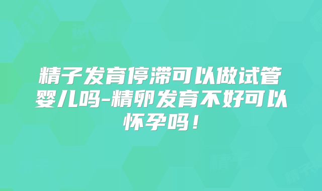 精子发育停滞可以做试管婴儿吗-精卵发育不好可以怀孕吗!