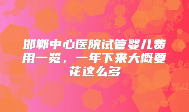 邯郸中心医院试管婴儿费用一览，一年下来大概要花这么多
