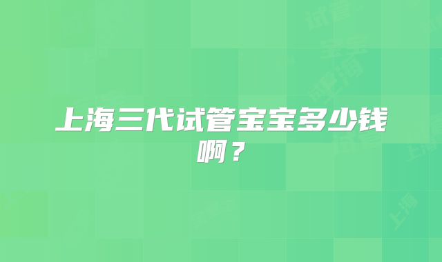 上海三代试管宝宝多少钱啊？