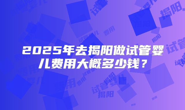 2025年去揭阳做试管婴儿费用大概多少钱?