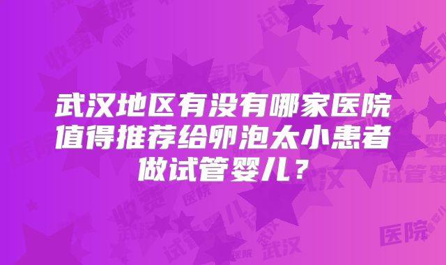 武汉地区有没有哪家医院值得推荐给卵泡太小患者做试管婴儿？