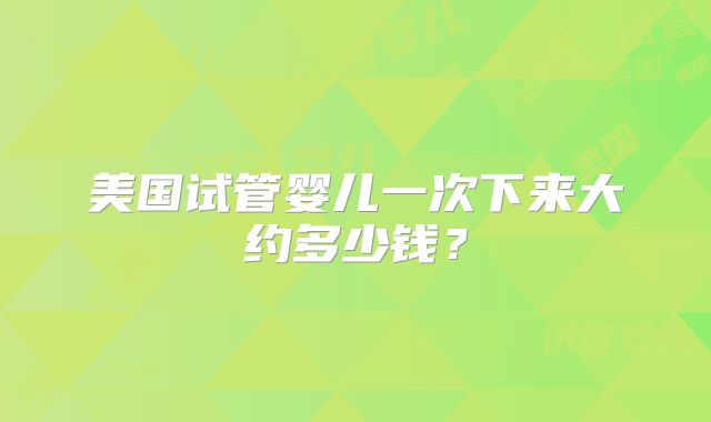 美国试管婴儿一次下来大约多少钱?