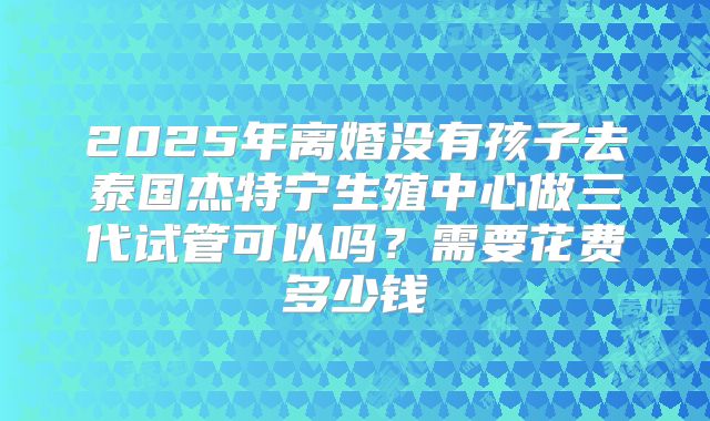 2025年离婚没有孩子去泰国杰特宁生殖中心做三代试管可以吗?需要花费多少钱