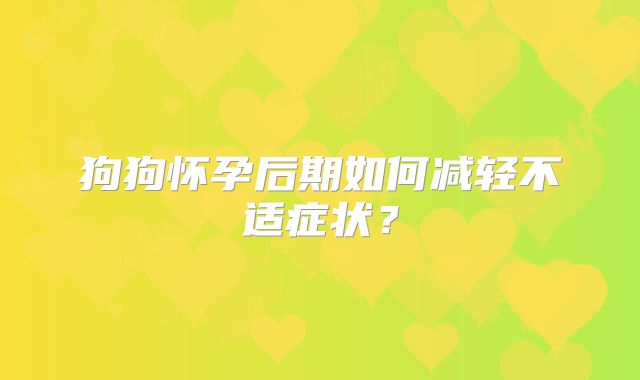狗狗怀孕后期如何减轻不适症状?