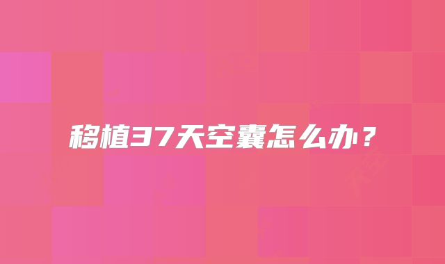 移植37天空囊怎么办？
