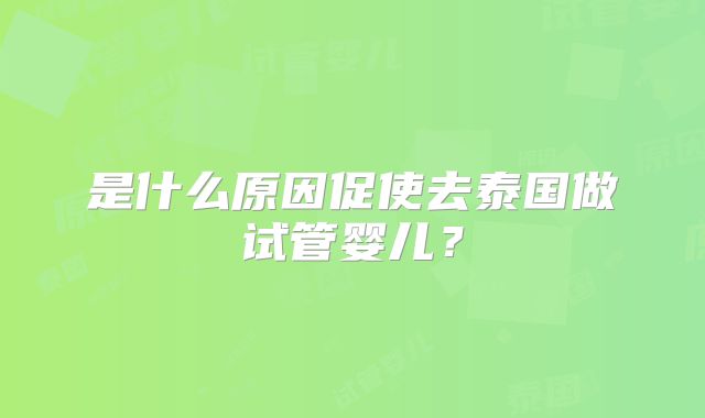 是什么原因促使去泰国做试管婴儿？