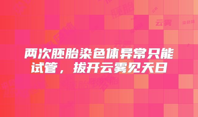 两次胚胎染色体异常只能试管,拔开云雾见天日