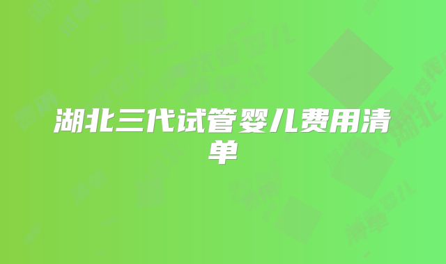湖北三代试管婴儿费用清单