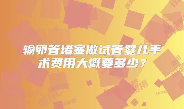输卵管堵塞做试管婴儿手术费用大概要多少?