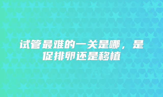 试管最难的一关是哪,是促排卵还是移植