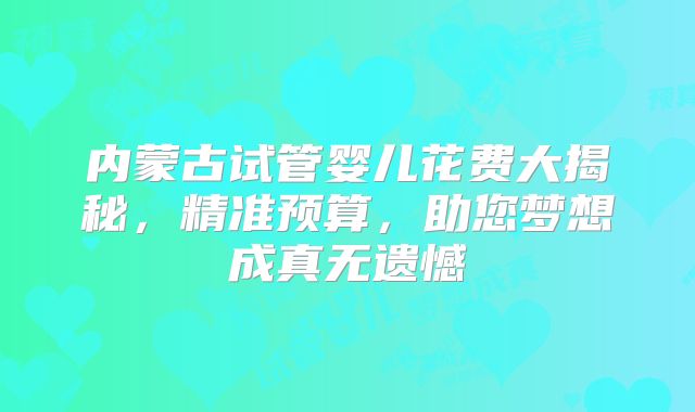 内蒙古试管婴儿花费大揭秘，精准预算，助您梦想成真无遗憾