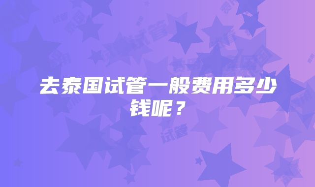 去泰国试管一般费用多少钱呢？