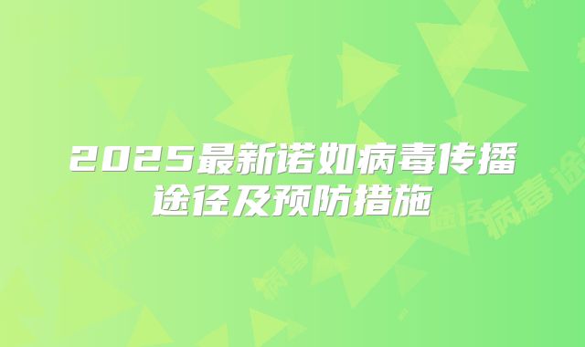 2025最新诺如病毒传播途径及预防措施